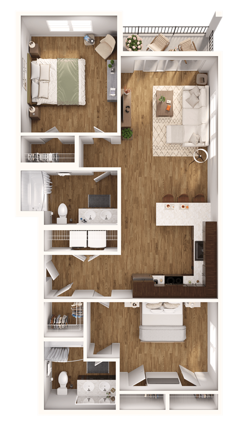 a floor plan of a bedroom with a bathroom and a living room