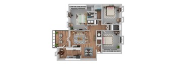 a floor plan of a house with a bedroom and a living room
