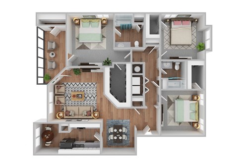 3 bedroom floor plan  the residences at