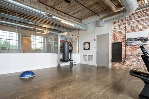 Punching Bag in the 24-hour fitness center in Converse Mill Lofts in Spartanburg SC