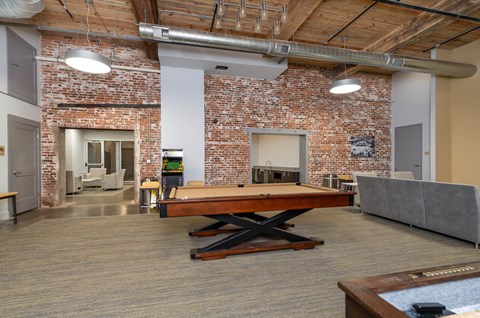 Converse Mill Lofts Apartments Recreation and Gaming Lounge with pool table