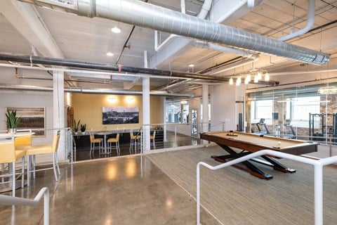 Converse Mill Lofts Apartments Recreation and Gaming Lounge with pool table