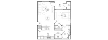 A floor plan of a house with labeled rooms such as Bedroom, Kitchen, and Bathroom.