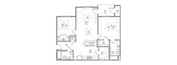 A black and white floor plan of a house with labeled rooms.