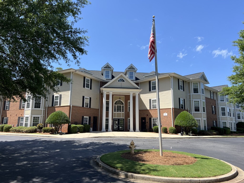 A building with a flag on top of a pole.