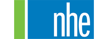 The image contains the text "nhe" in white font on a blue background.