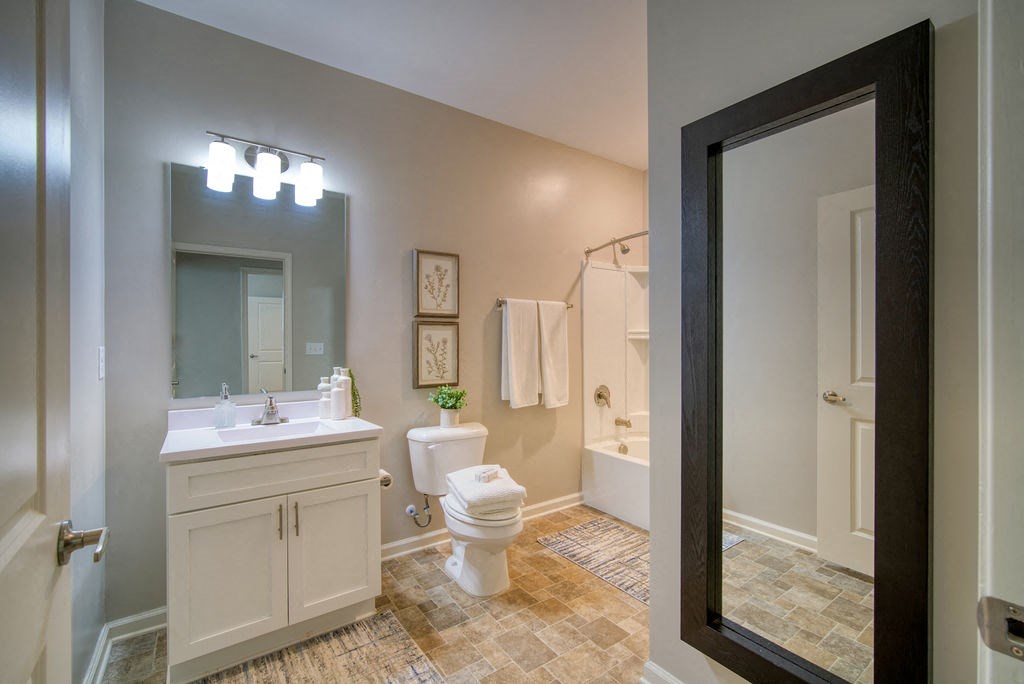 A bedroom in one of Peachtree Village’s apartments.