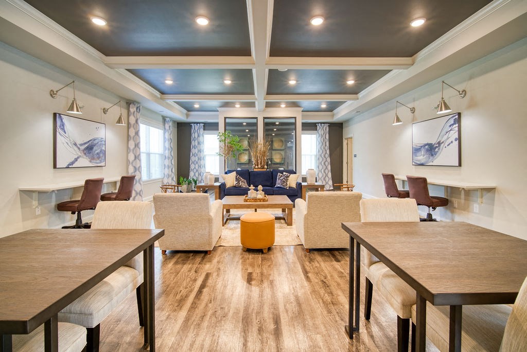 The resident clubhouse of Peachtree Village’s apartments in Boiling Springs. The coffee bar is visible in the background.