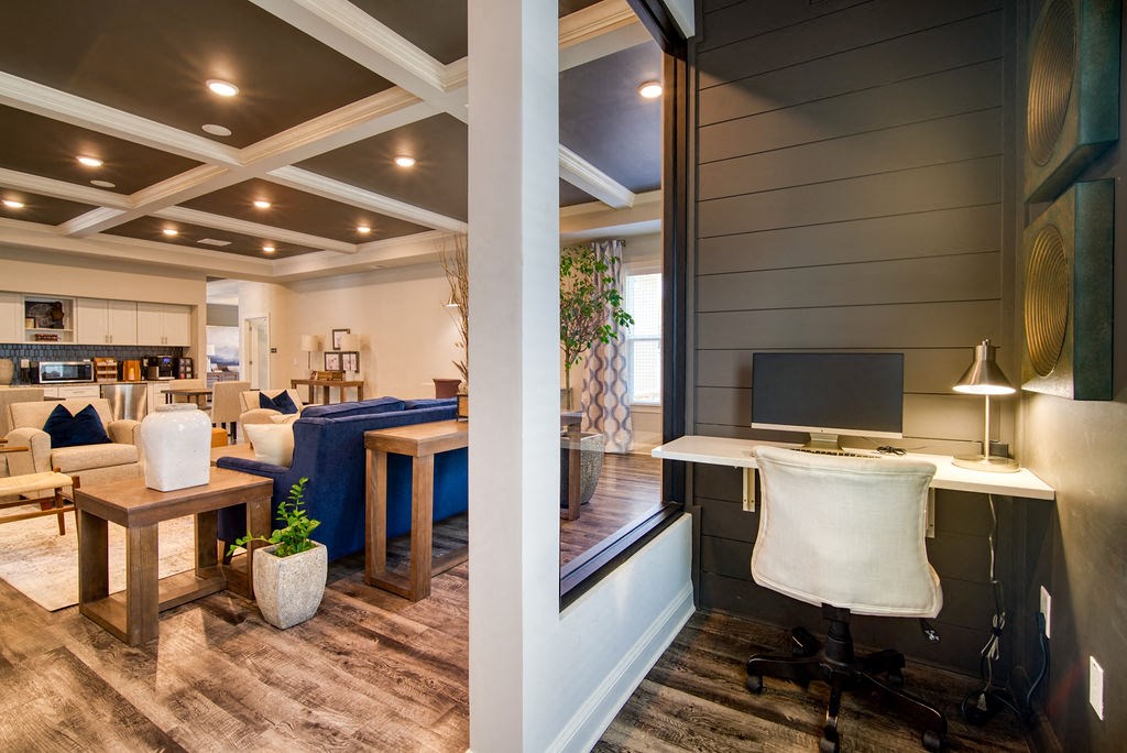 The resident work space in the clubhouse of Peachtree Village’s apartments in Boiling Springs, SC.