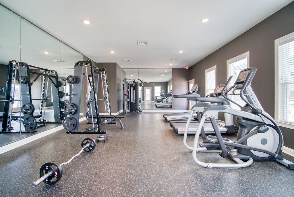 The inside of Peachtree Village’s 24-hour fitness center.
