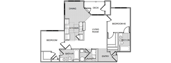 A black and white floor plan of a house with labeled rooms.