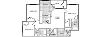 A black and white floor plan of a house with labeled rooms.
