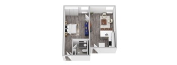 a1 floor plan  1 bedroom with 1 bath  129
