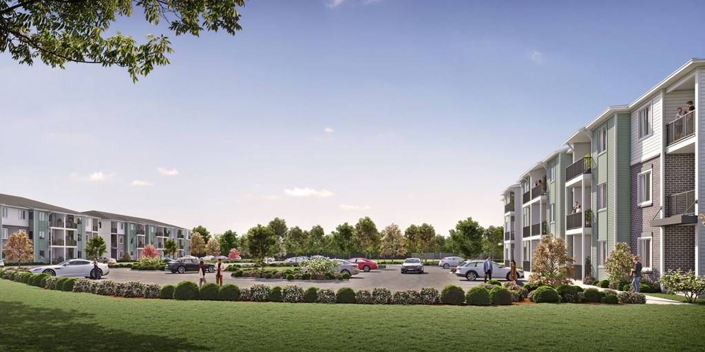Exterior rendering of The Alston Apartments parking lot