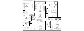 a floor plan of a house with bedrooms and a large living room