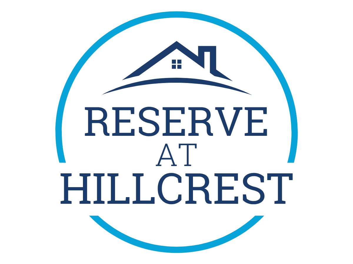 A logo with a house and the words "Reserve at Hillcrest" in a circle.