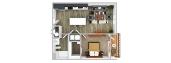 a1 floor plan  1 bedroom with 1 bath  129