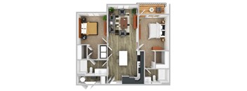 a1 floor plan  1 bedroom with 2 baths  129