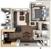 732 sq.ft. 40a - 1x1 Floor Plan 732 sq.ft. 40a - 1x1 Floor Plan, at Tavera, CA, 91913