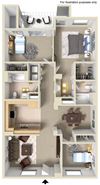 Floor Plan Versatile 2 Bed 2 Bath Floor Plan at Greenfield Village, San Diego, 92154