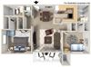 San Remo Floorplan Two Bedroom Two Bath