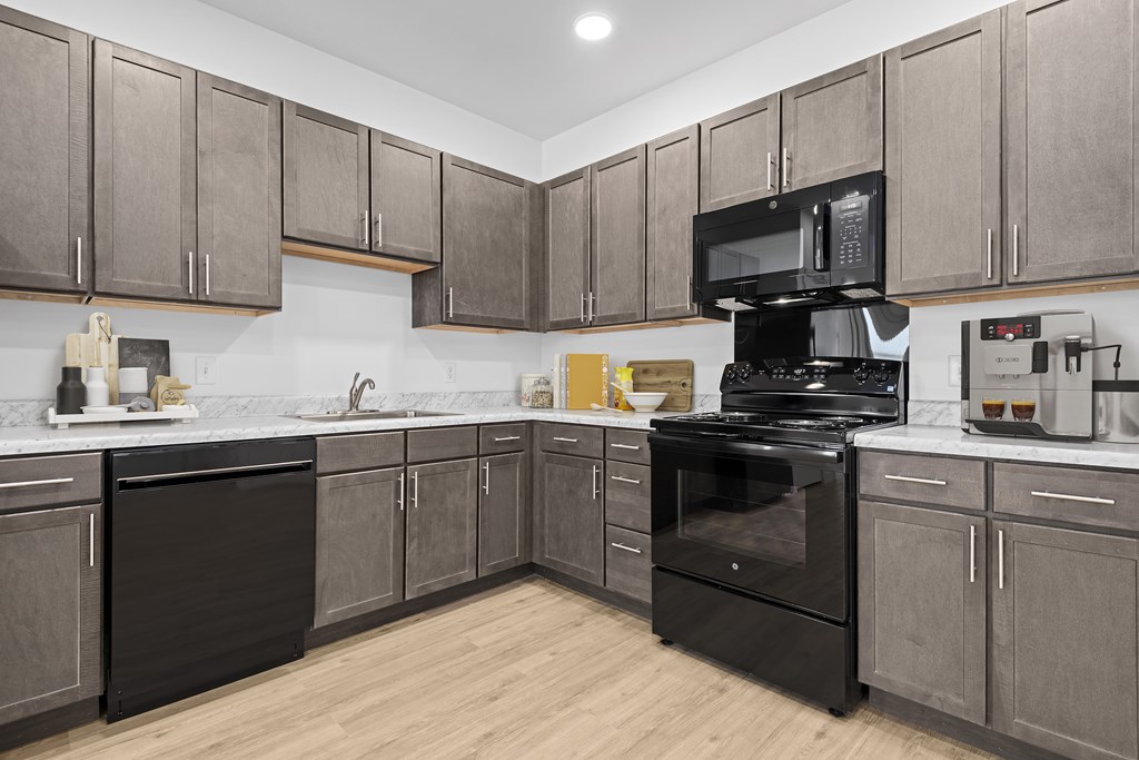 Kitchen with cabinets at 36N Apartments, Oklahoma, 74106