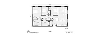 A floor plan of a house with labeled rooms such as Bedroom 1, Bathroom 1, Kitchen/Dining, and Living Room.