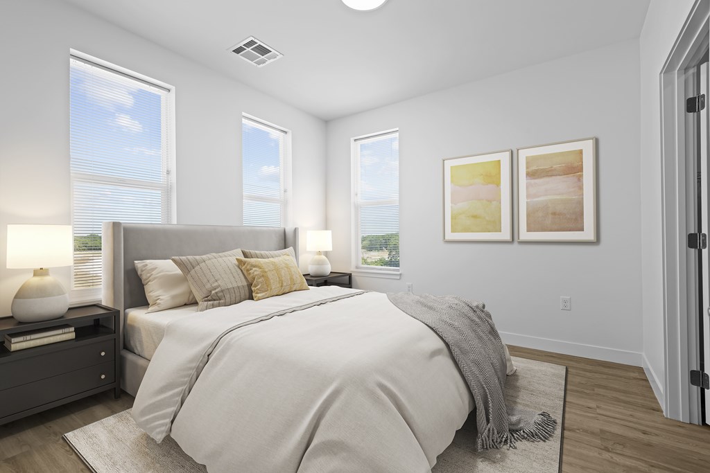 Bedroom with natural light at 36N Apartments, Oklahoma