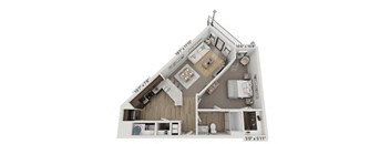 a 1 bedroom floor plan  2100 sq ft