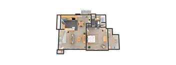 1 Bed 1 Bath + $150 Attached Garage (Fireplace Optional)