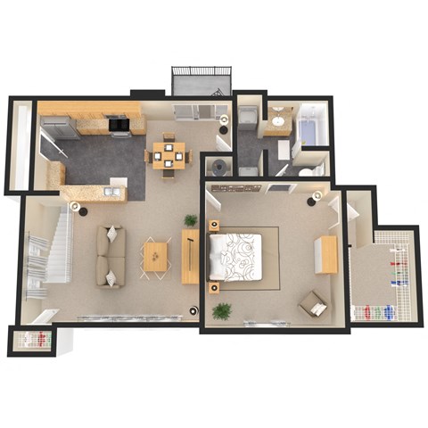 1 Bed Loft + $125 Attached Garage (fireplace optional)