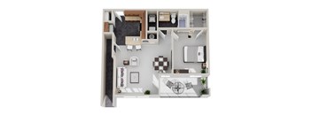 a floor plan of a 1 bedroom apartment with a bathroom and a living room