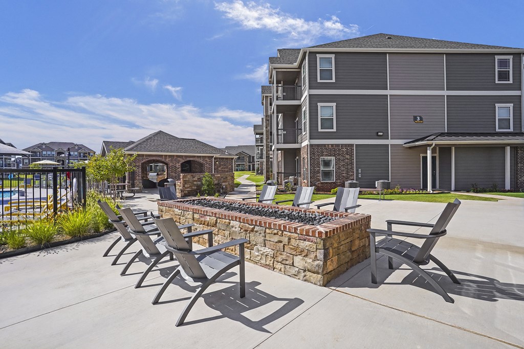 A sunny day at the outdoor patio of a residential building.