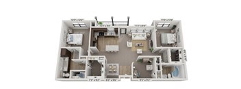 a 2 bedroom floor plan with a bathroom and a kitchen