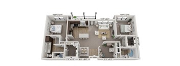a 2 bedroom floor plan with a bathroom and a kitchen