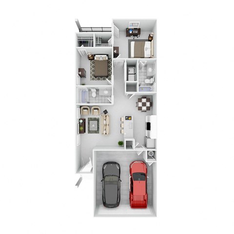 a floor plan of a house with a car in the garage