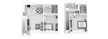 a floor plan of a house with a bedroom and a living room