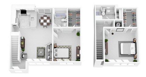 a floor plan of a house with a bedroom and a living room