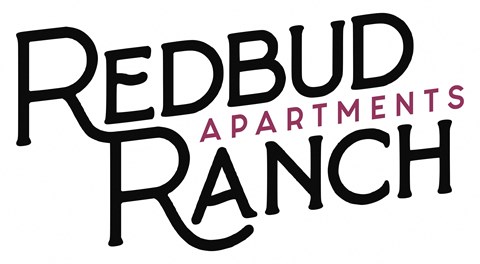 the logo for redbud apartments ranch with the word racism in black and white