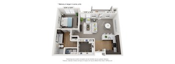 a 1 bedroom floor plan with a bathroom and a living room