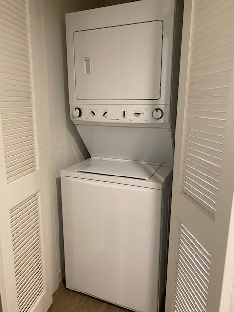 Stackable washer and dryer.