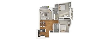22B Floor Plan at Ashton Towers, Los Angeles, 90024