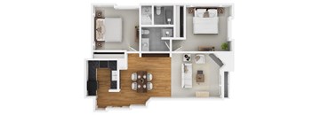 2 Bedroom Floor Plan at Midvale Court, Los Angeles, 90024