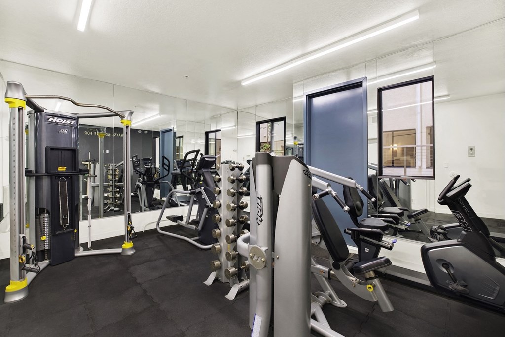 A gym with a variety of equipment's. at Ashton Towers, Los Angeles, 90024