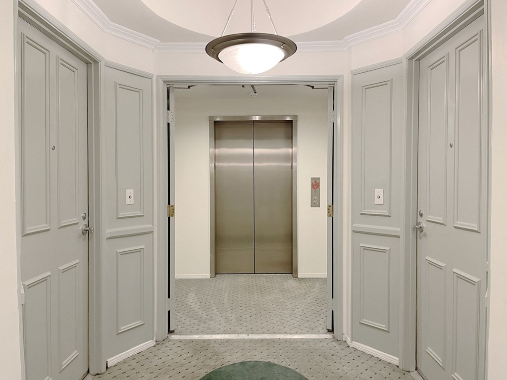 Interior corridor of apartment building
