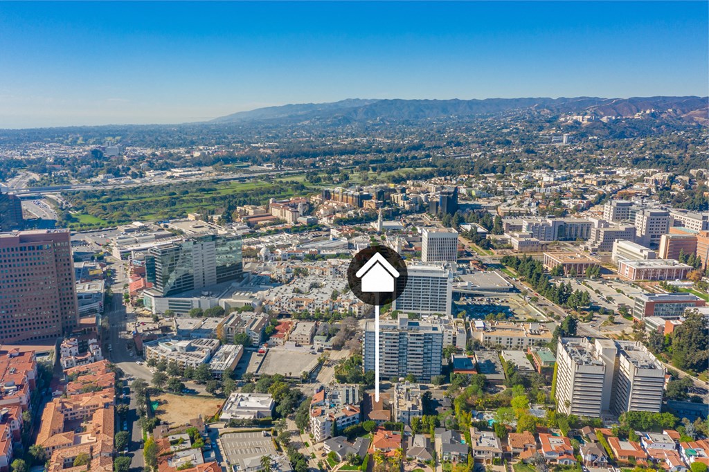 a aerial view of the city