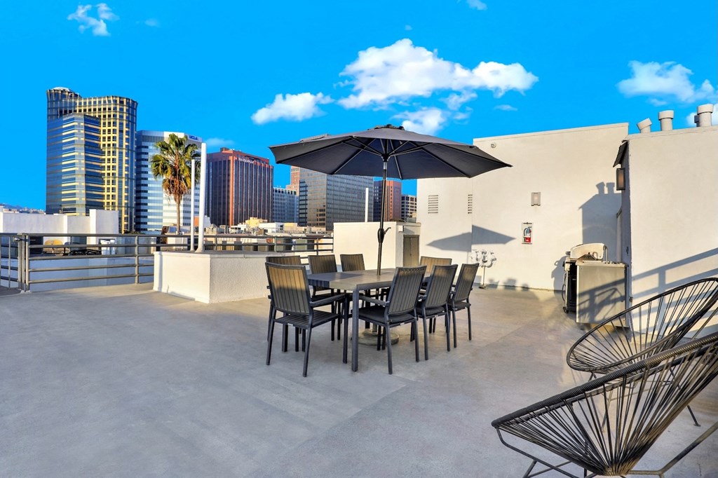 Rooftop Patio at Park Rochester Apartments Westwood, Los Angeles, California