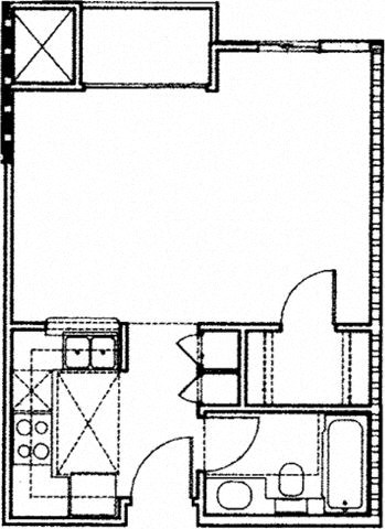 Apartment Studio floor plan at Ashton Towers, Los Angeles, CA