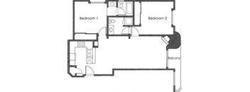 2BR 2BA - FLOOR PLAN G - 1400 MIDVALE