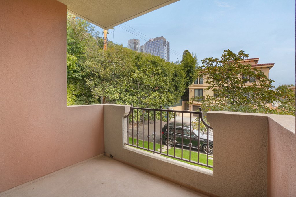 Apartment balcony with treetop views